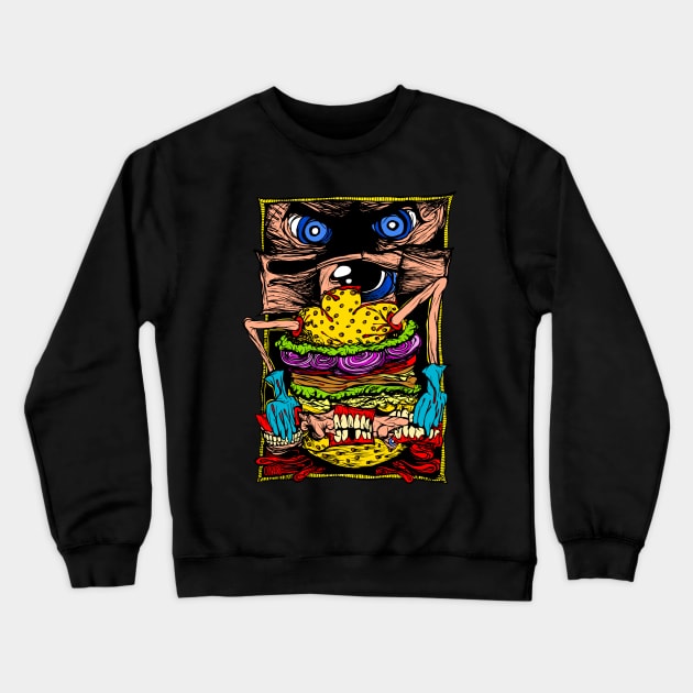 Cheeseburger on crack Crewneck Sweatshirt by peteoliveriart